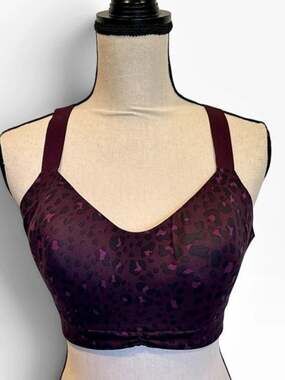 Victoria's Secret On Point Sports Bra Purple & Black Animal Print XL